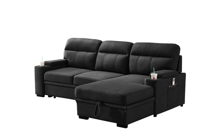 Kaden - Sleeper Sectional Sofa Chaise With Storage Arms And Cupholder