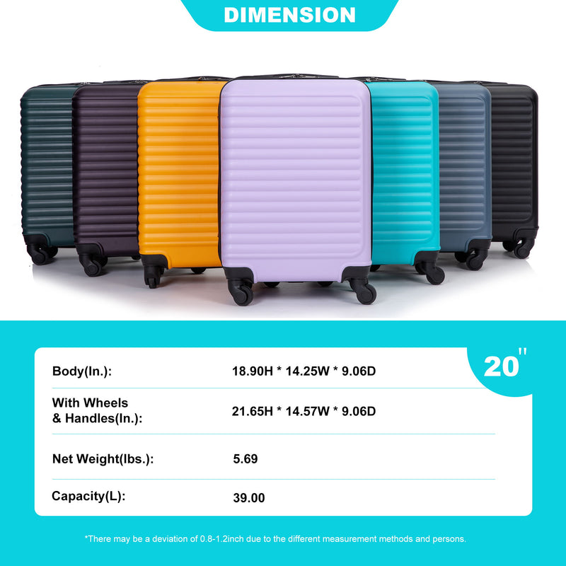 20" Carry On Luggage Lightweight Suitcase, Spinner Wheels