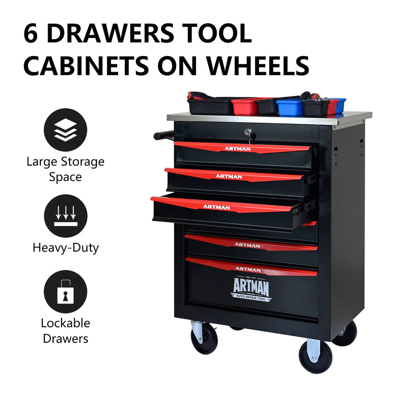 Drawer Multifunctional Tool Cart With Wheels For Garage
