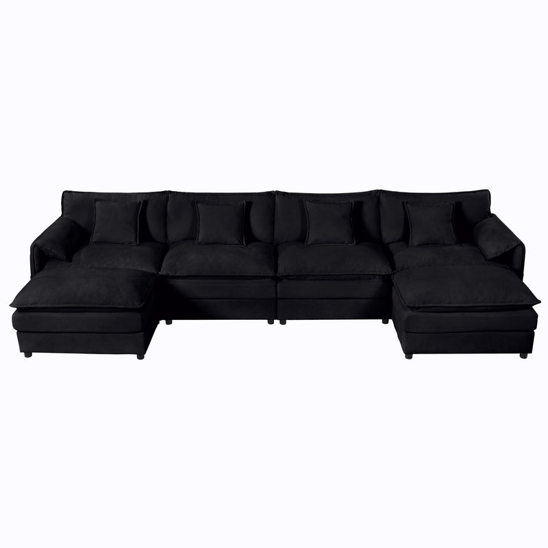 Modern Comfy Deep Seat Modular Sectional Sofa Cloud Couch With Ottoman