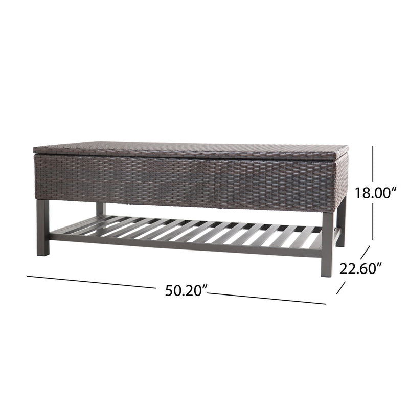 Regent - Storage Bench With Metal Rack - Brown Multi