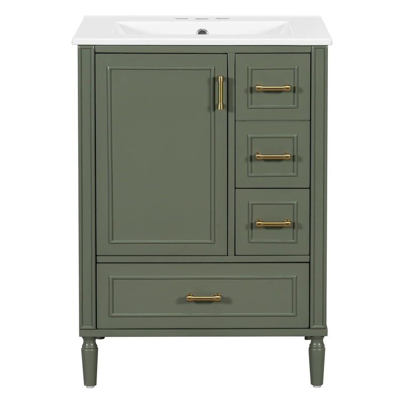 Modern Bathroom Vanity With Sink, Soft Close Doors, 3 Drawers