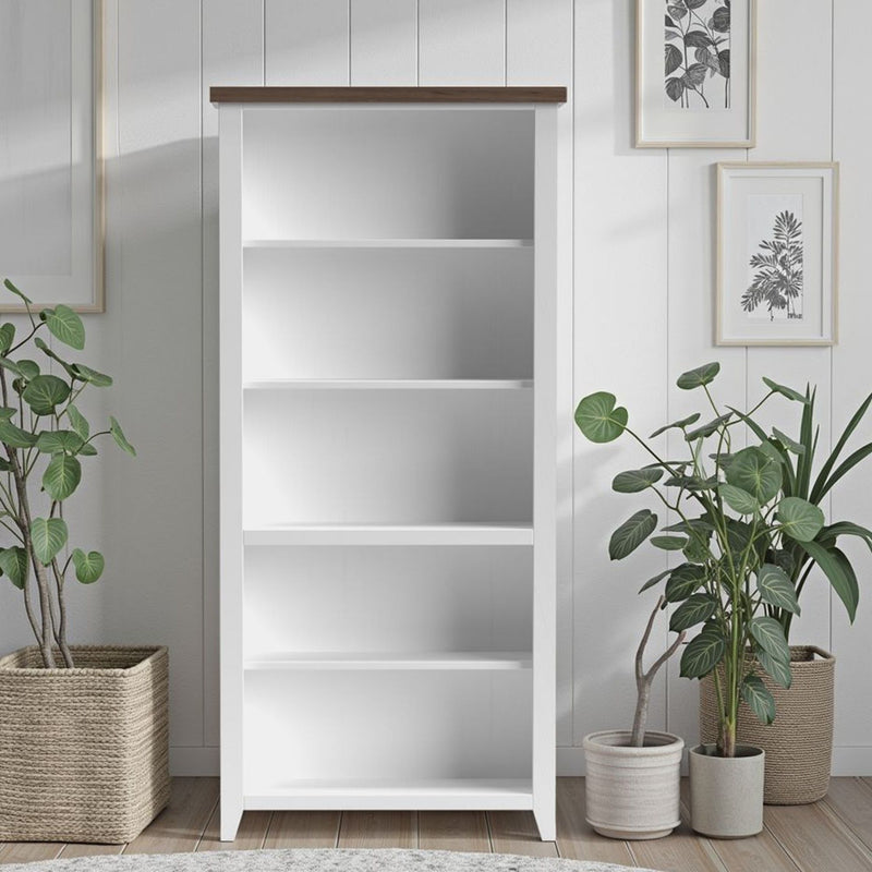 High 5 Shelf Bookcase - Jasmine Whitewash / Barnwood