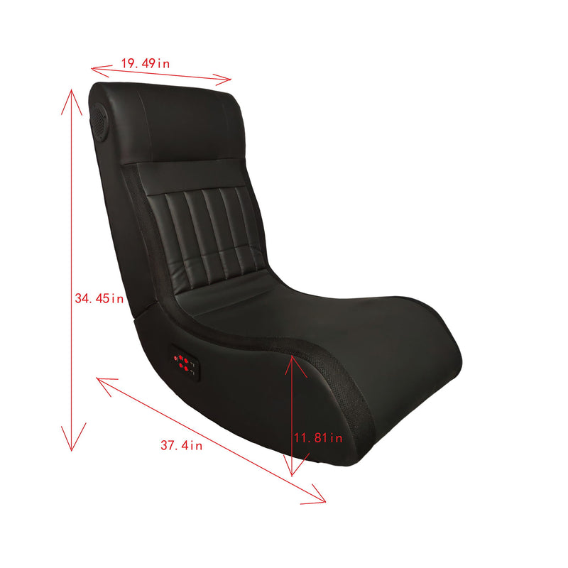Foldable Gaming Chair With Onboard Speakers, LED Strip Lighting, Bluetooth, Vibration Massage, USB Charging Port - Black