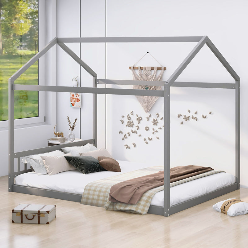 Wooden House Bed With Headboard