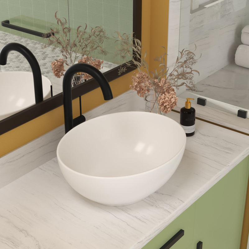 Oval Vessel Bathroom Sink - White