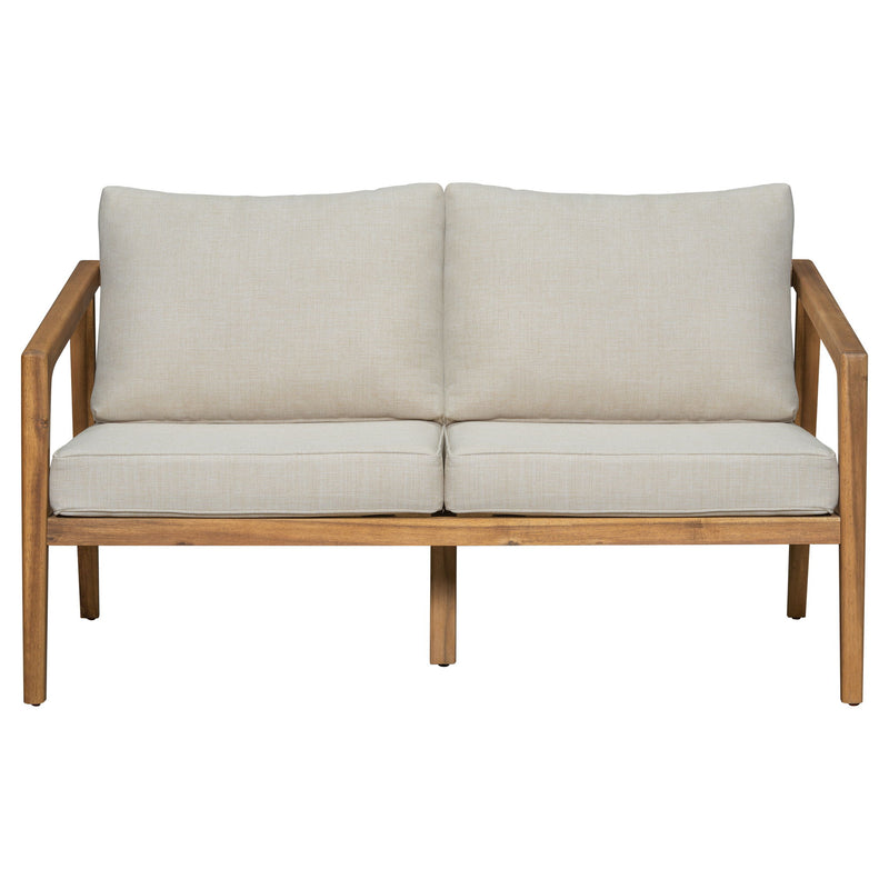Westin - Outdoor Acacia Wood Loveseat - Teak / Beige