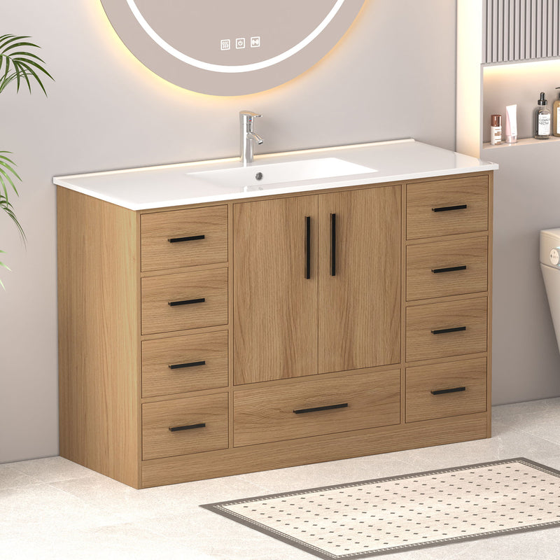 Bathroom Vanity With Abundant Storage 2 Soft Close Doors And 9 Drawers