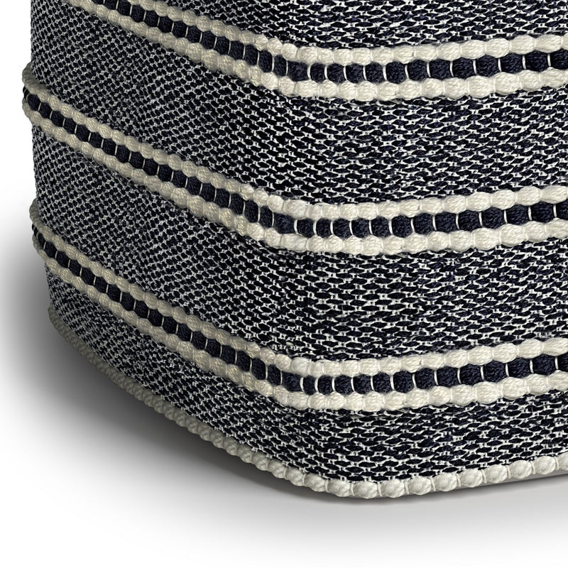 Corrie - Square Outdoor / Indoor Pouf - Navy / White