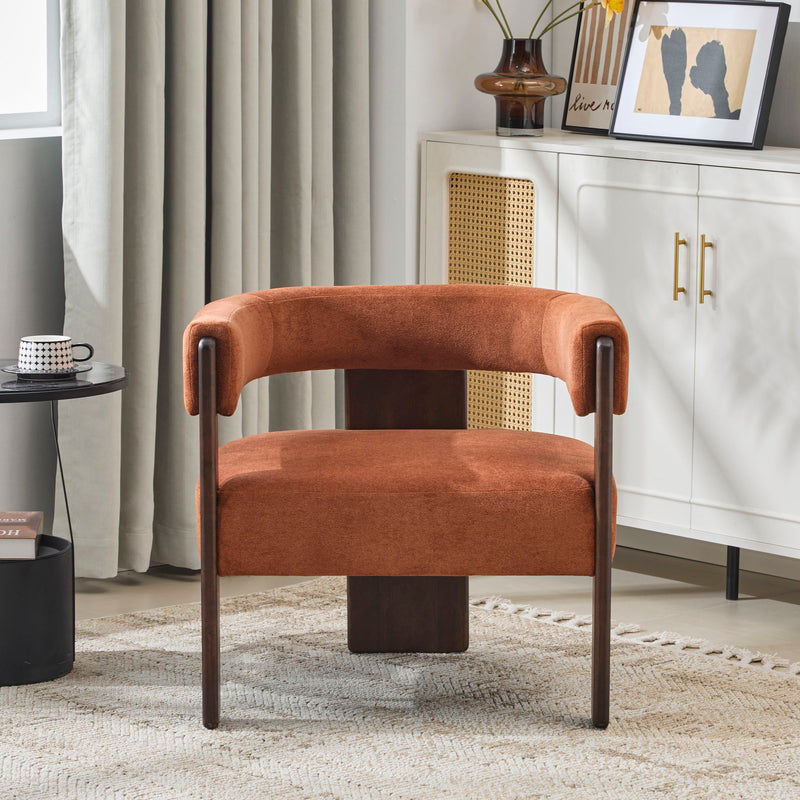 Modern Upholstered Accent Arm Chair With Barrel Back Design