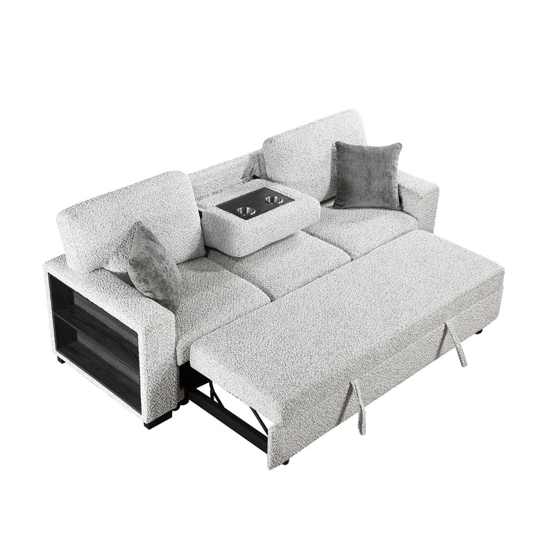 Prato - Sofa With Pull Out Sleeper And USB - Gray