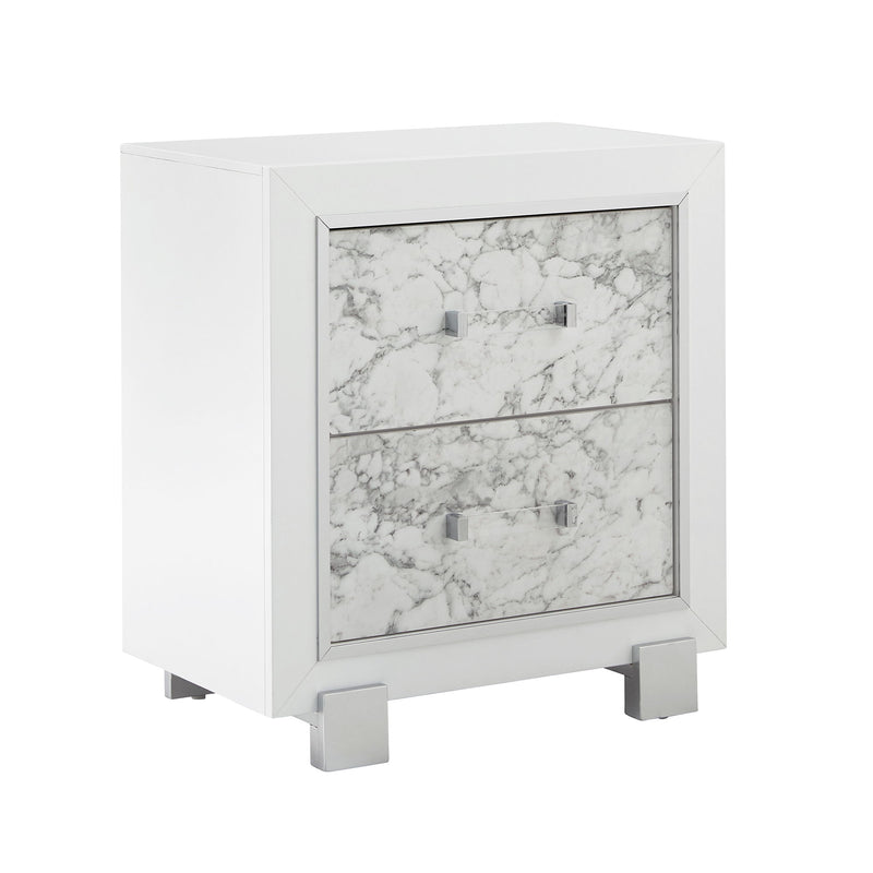 Skye - Marble Nightstand - White
