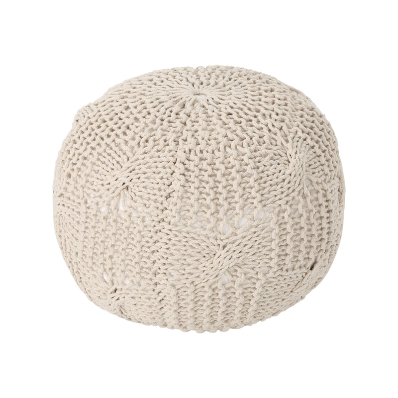 Bordeaux - Knitted Cotton Round Pouf