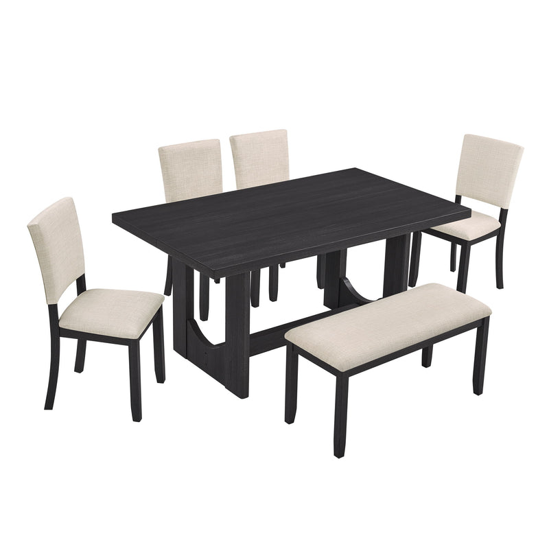 Dining Table Set, Rectangular Kitchen Table With Upholstered Chairs
