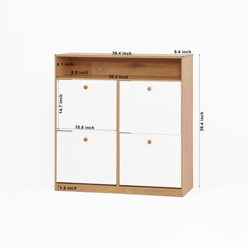 Modern Freestanding Shoe Storage Cabinet With 4 Flip Drawers