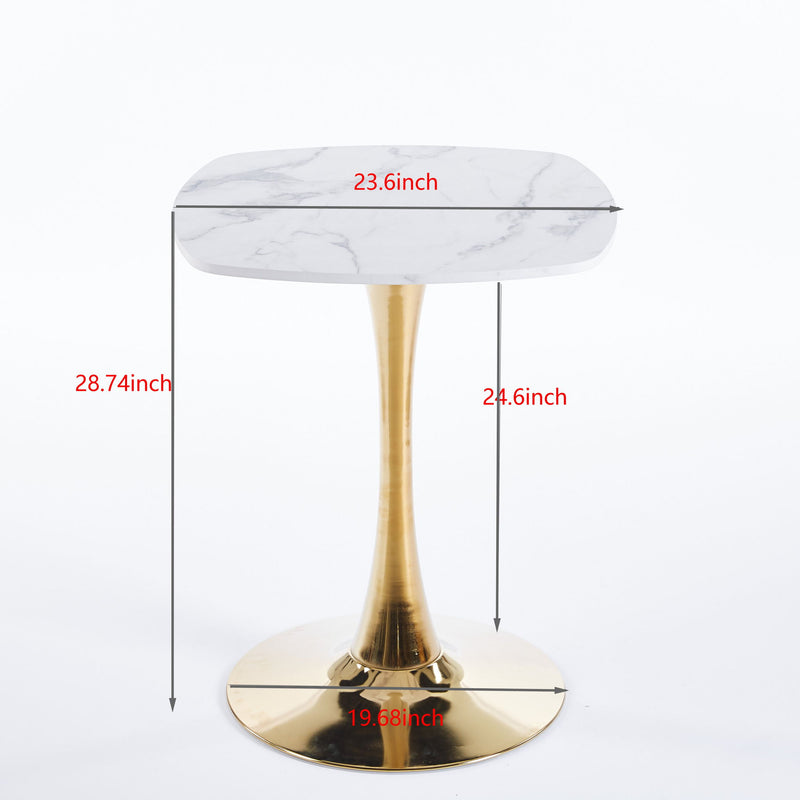 Square Tulip Dining Table For 2 - 4 People - Golden / White
