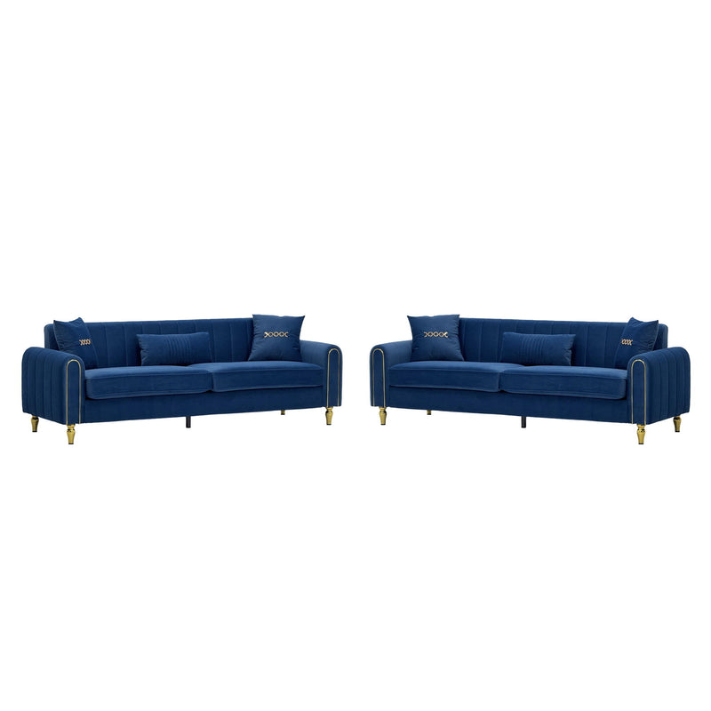 2 Piece Sofa 3 Seater Sofas Set - Blue