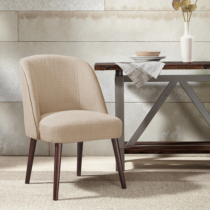 Rounded Back Dining Chair With Wraparound Design - Natural