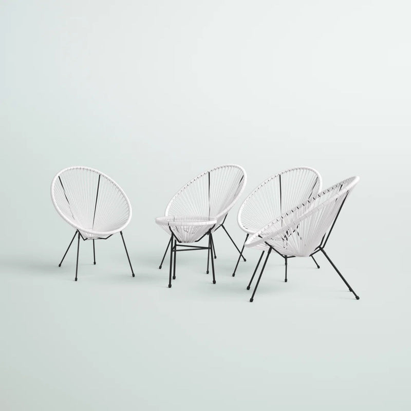 Outdoor Conversation Set With Ergonomic Lounge Chairs And Tempered Glass Table