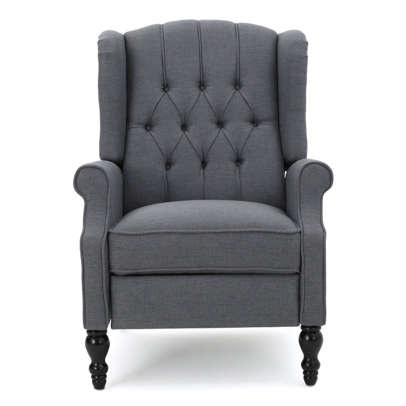 Armchair Recliner With Pushback Mechanism And Wingback Design