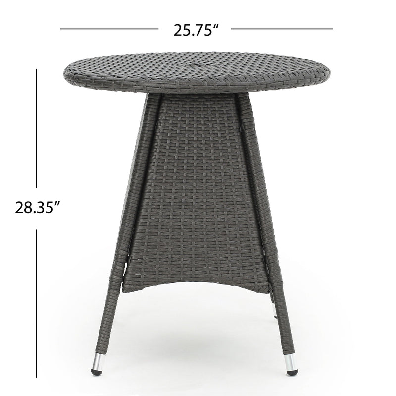 Outdoor Rattan Bistrotable With Surface Round - Gray