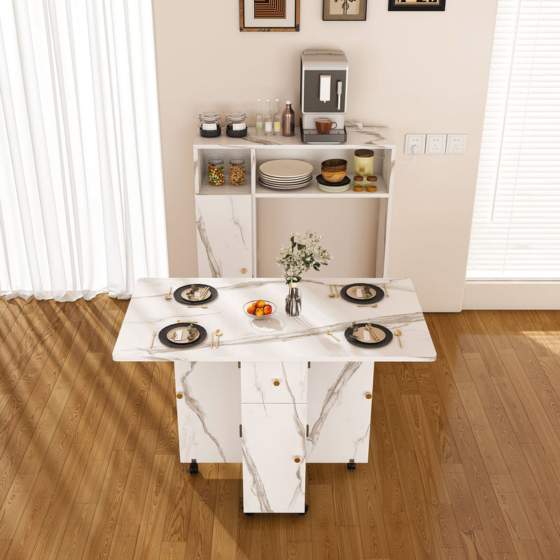 Multifunctional Folding Dining Table With Wall-Mounted Sideboard & Storage