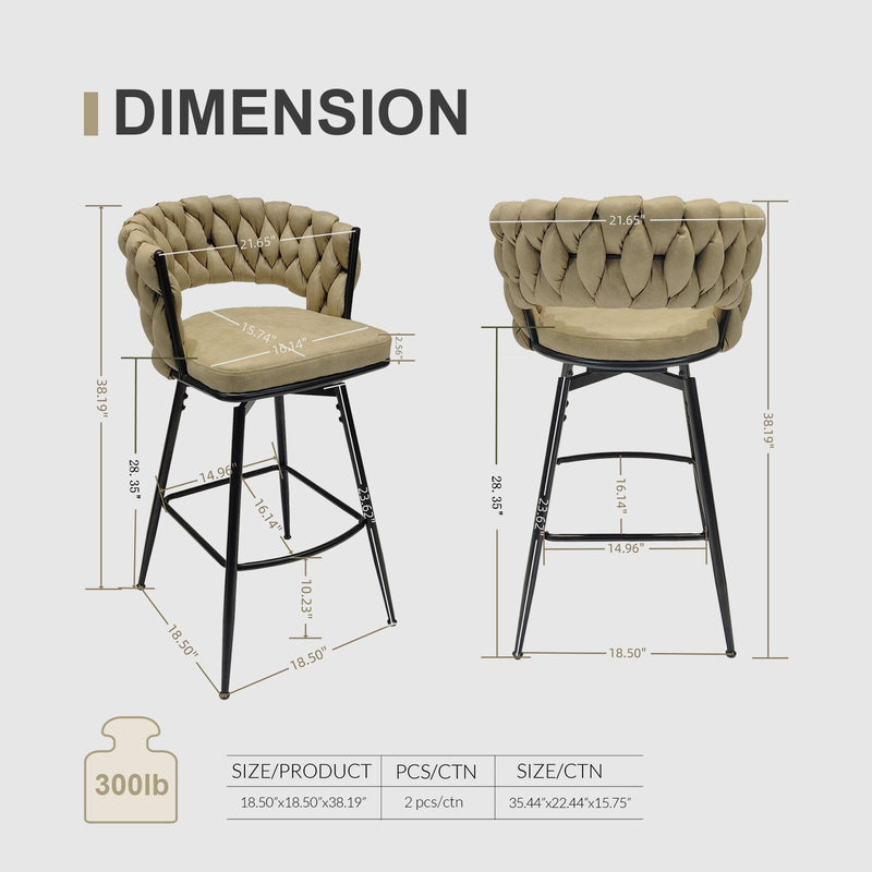 Bar Stool 360 Swivel With Back Footrest