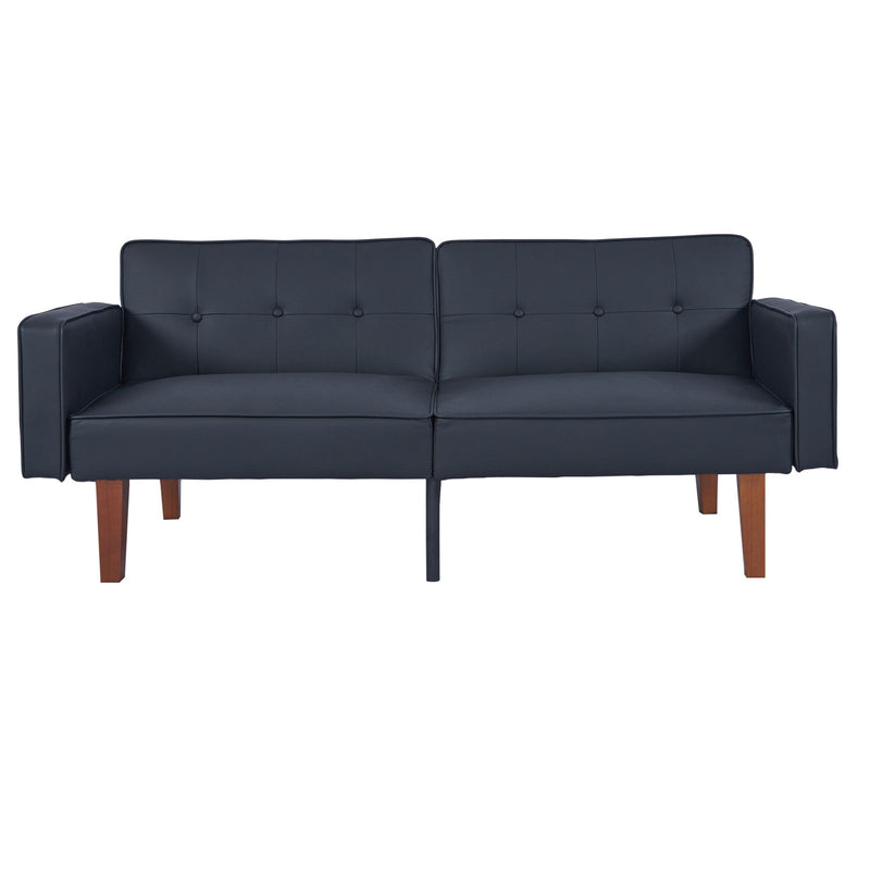 Convertible Futon Sofa Bed With Adjustable Split Back, Twin Size Sleeper Couch - Black