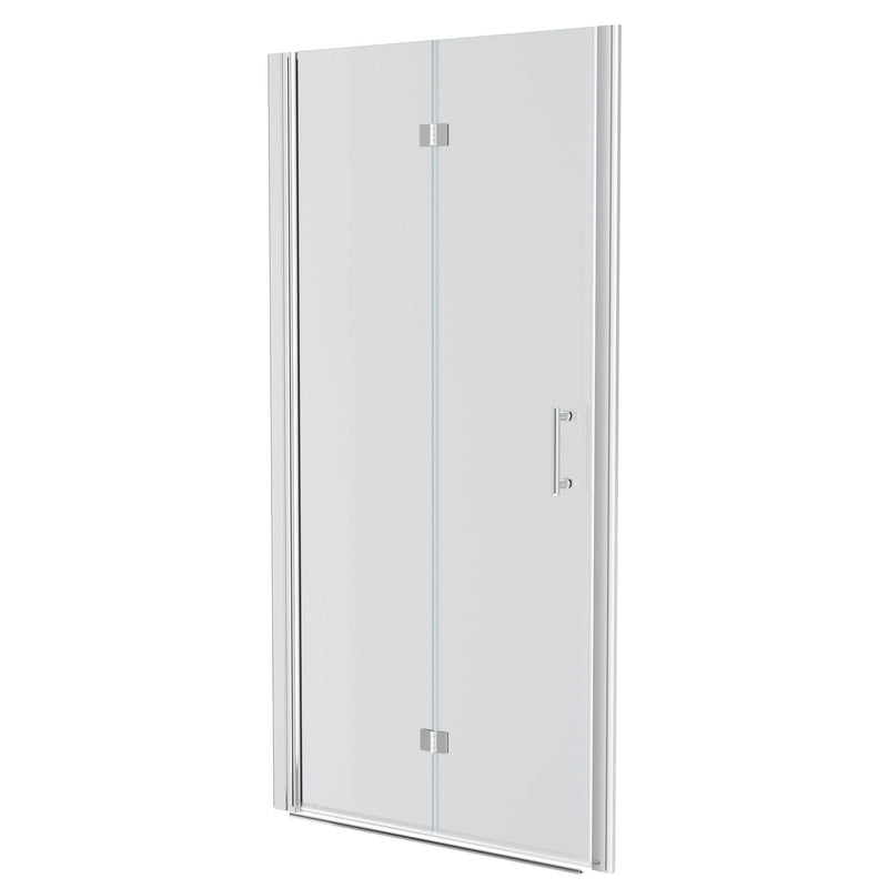 Bi Fold Frameless Shower Door With Tempered Glass,1 / 4" Thickness - Chrome