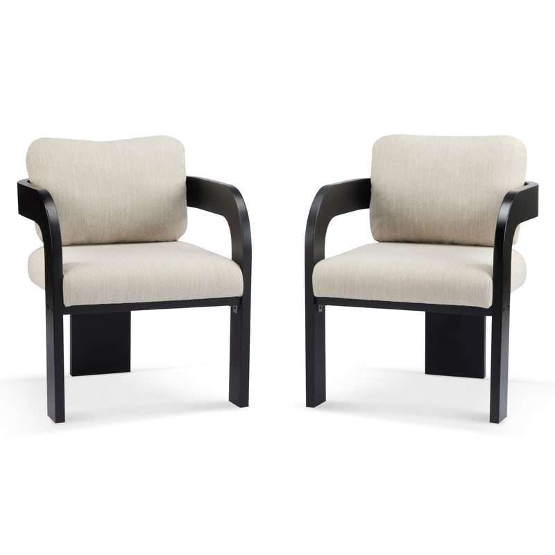Dining Chairs With Pillow Back (Set of 2) - Beige / Black