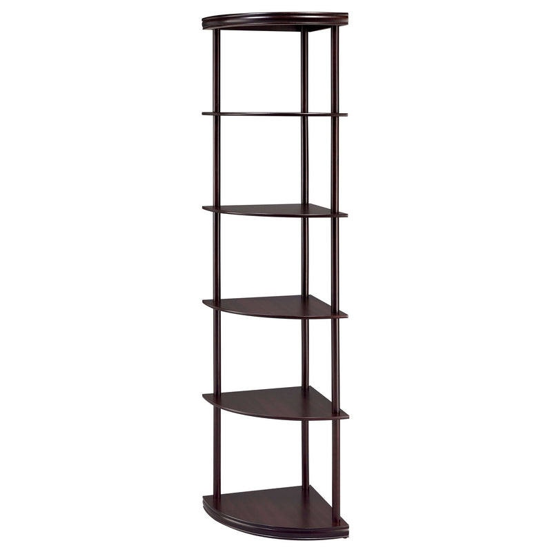 Corner Bookcase With 5 Shelves, Compact Design For Living Room - Cappuccino