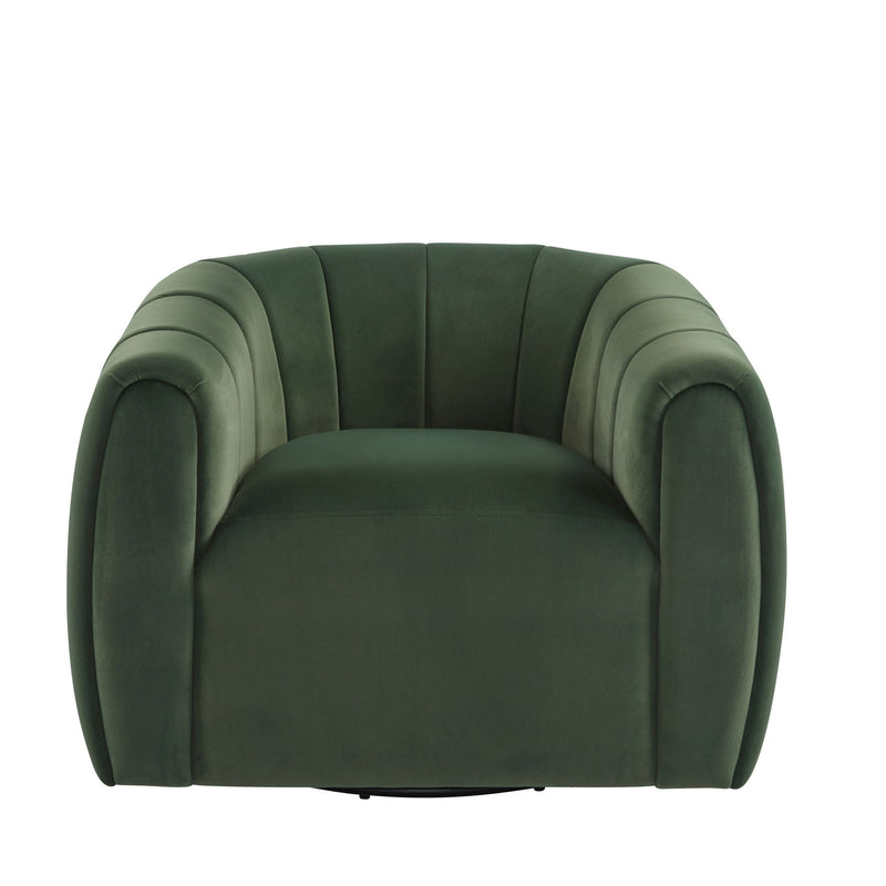 Serenizia - Upholstered Velvet Swivel Chair With Channel Tufted