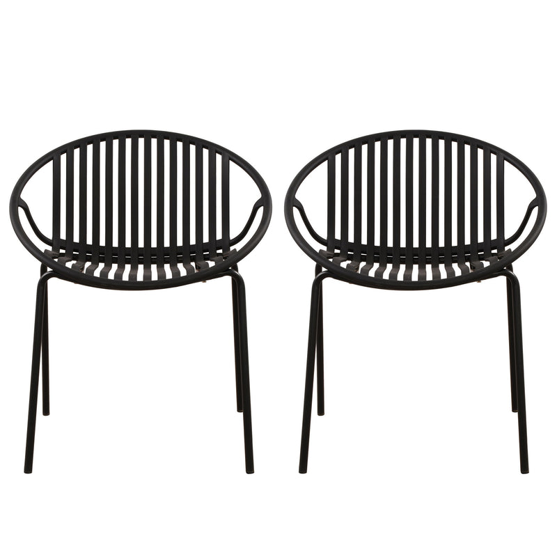 Stackable Outdoor Chairs With Breathable Plastic Backrest (Set of 2)