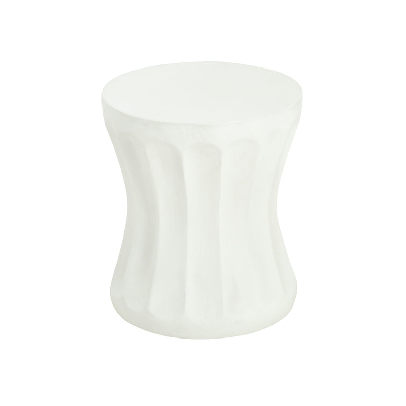 Outdoor Round Concrete Antique White Side Table, Living Room End Table - Antique White