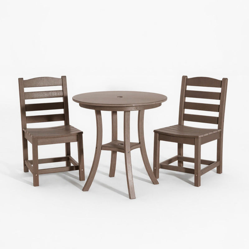 3 Piece Outdoor Dining Set, Round Patio Table With 2 Armless Chairs