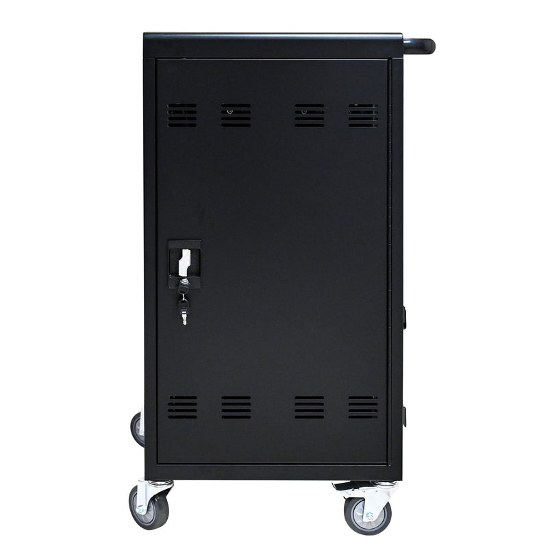 45 Bay Mobile School Charging Cart Station For Chromebook, Tablet And Laptop Computer With Power Strip Included - Black