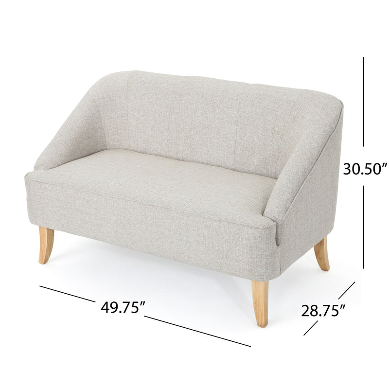 Modern Fabric Loveseat With Sloped Armrests For Living Room - Beige