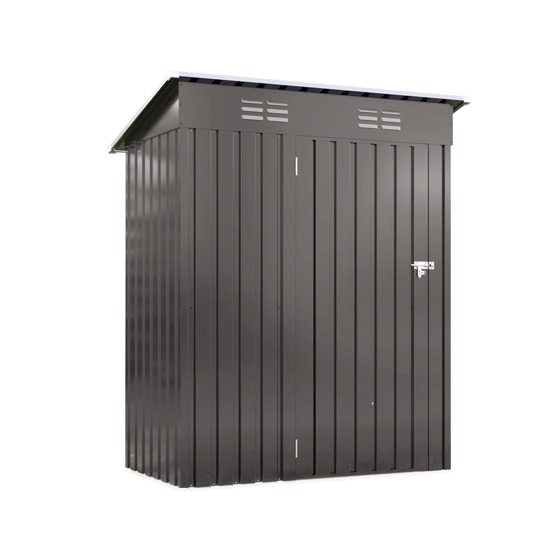 5 X 3 Ft Durable Metal Shed Outdoor Storage Shed With Pitched Roof And Lockable Door - Gray