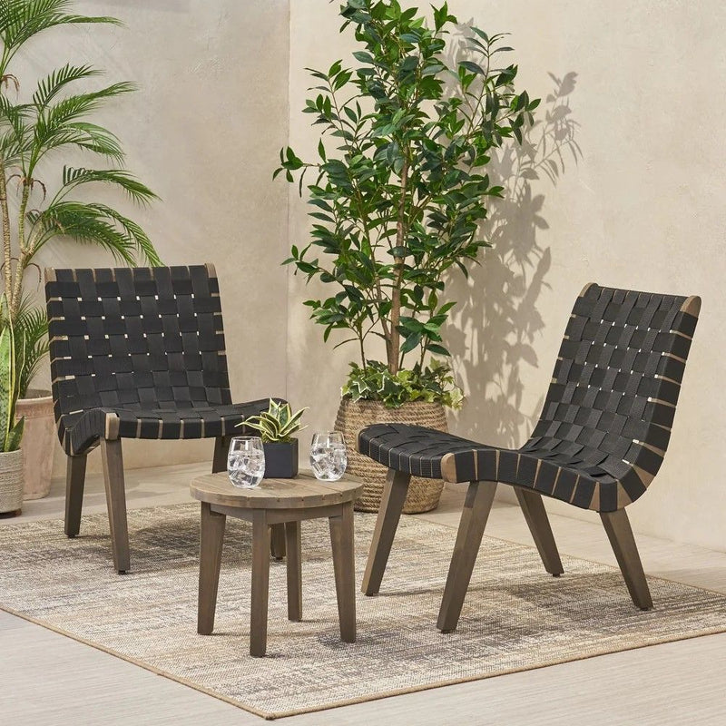 Outdoor 3 Piece Rope Weave Patio Seating Set