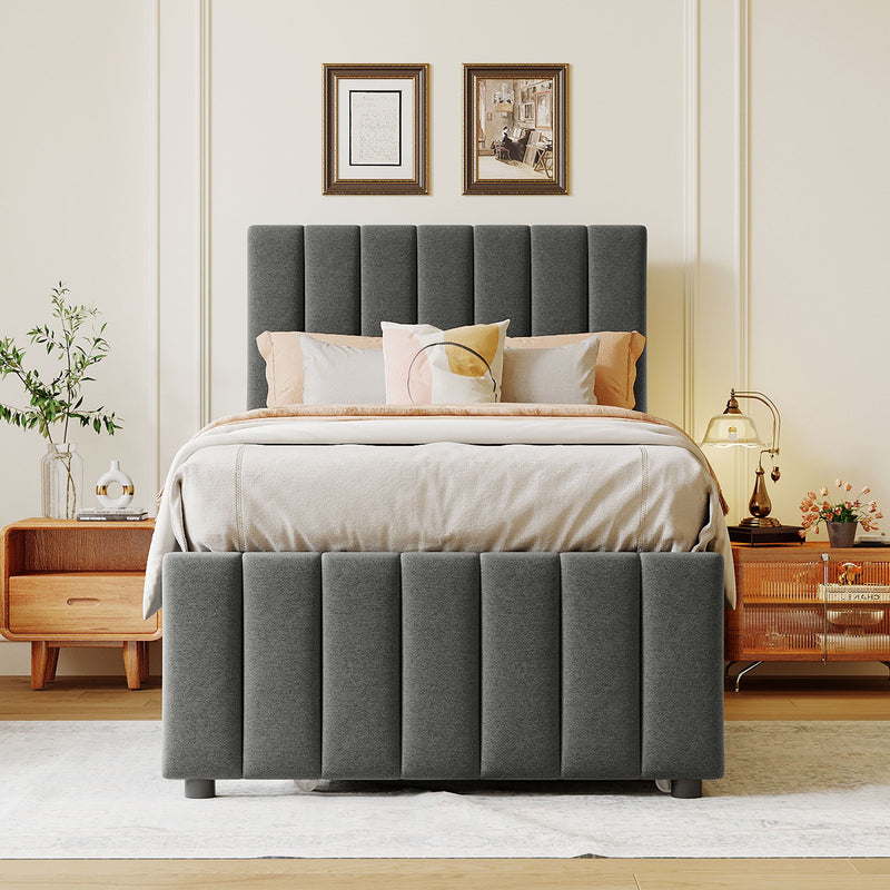 Upholstered Design Platform Bed With Trundle