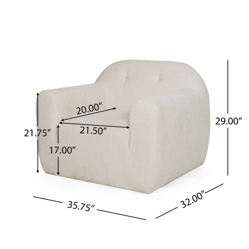 Harmonara - Boucle Upholstered Club Chair With Blind Tufting