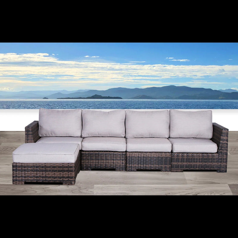 Wide Patio Sectional With Cushions - Brown