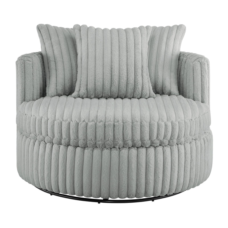 Mindy - Oversized Swivel Barrel Chair - Gray