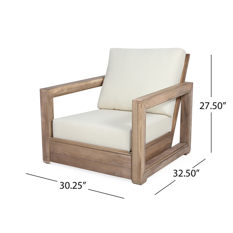 Outdoor Club Chair With Back And Seat Cushion - Brown