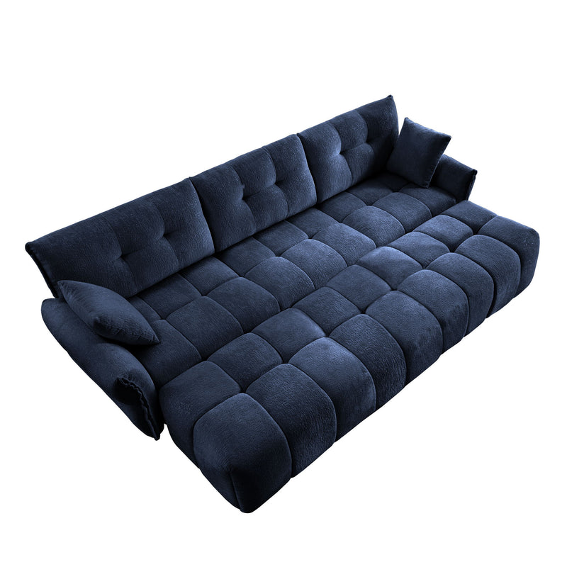 Sofa Set With Ottoman And Pillows, Textured, High Resilience Cushions