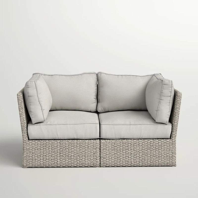 Modern Patio Wicker Loveseat With Cushions