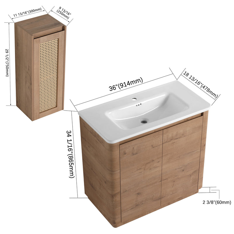 Freestanding Bathroom Vanity With Sink And 2 Soft Close Doors