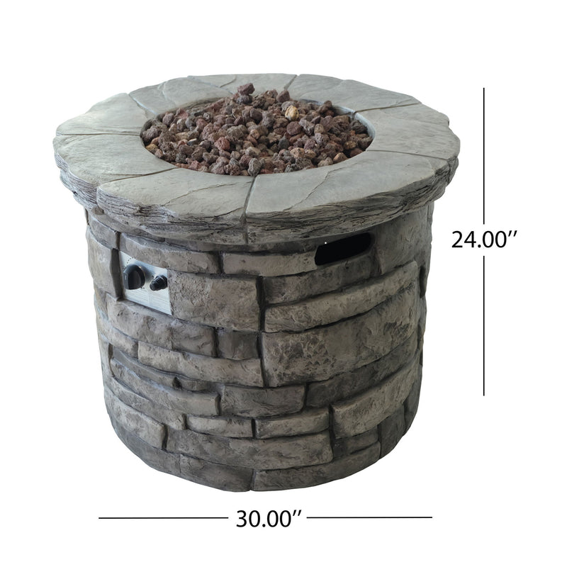 Contemporary Circular Fire Pit With 40, 000 Btu - Gray