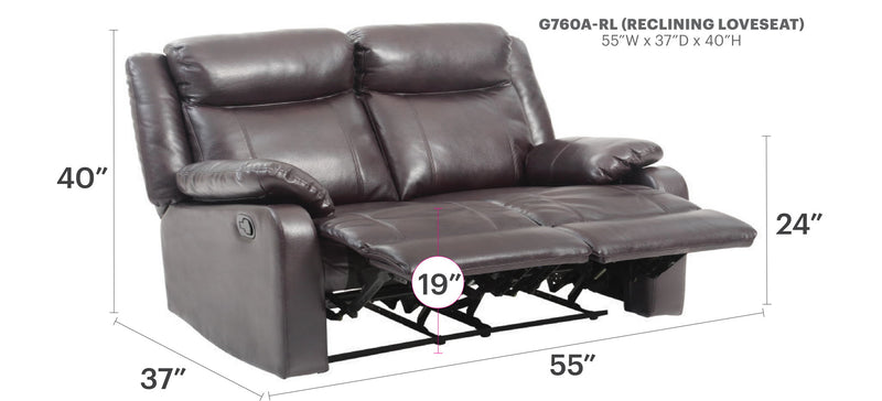 Ward - Stylish Reclining Loveseat For Two