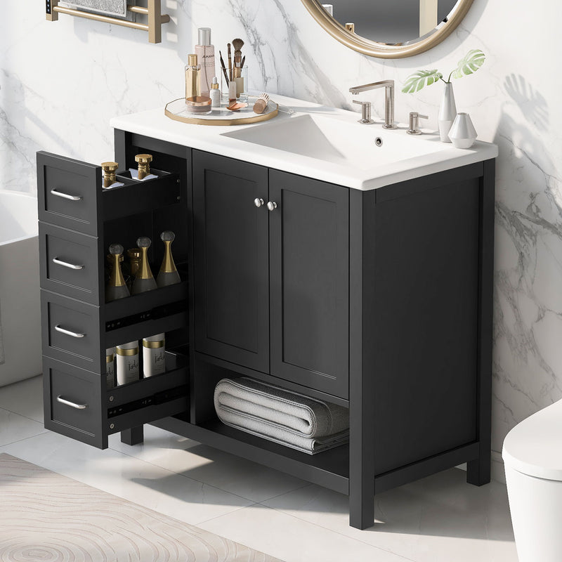 Modern Bathroom Vanity With Sink Top, 2 Doors And 2 Drawers